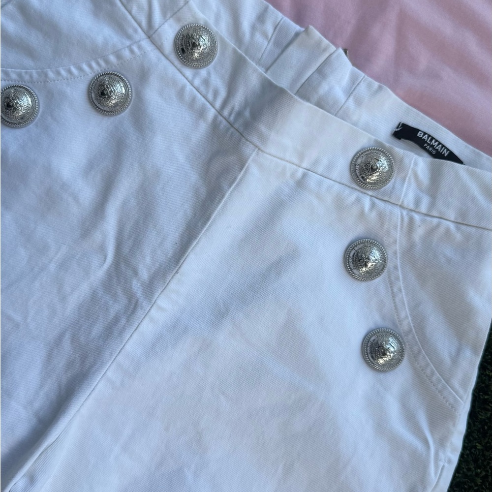 Balmain White Trousers with Metallic Accents